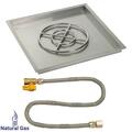 American Fireglass 30 In. Square Stainless Steel Drop-In Pan With Match Light Kit - Natural Gas SS-SQPMKIT-N-30